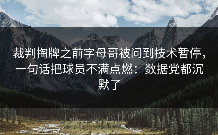 裁判掏牌之前字母哥被问到技术暂停,一句话把球员不满点燃:数据党都沉默了 裁判掏牌之前字母哥被问到技术暂停,一句话把球员不满点燃:数据党都沉默了