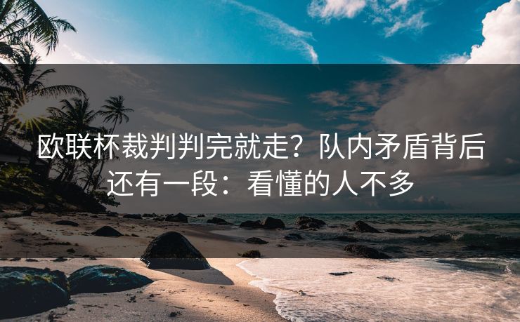 欧联杯裁判判完就走？队内矛盾背后还有一段：看懂的人不多