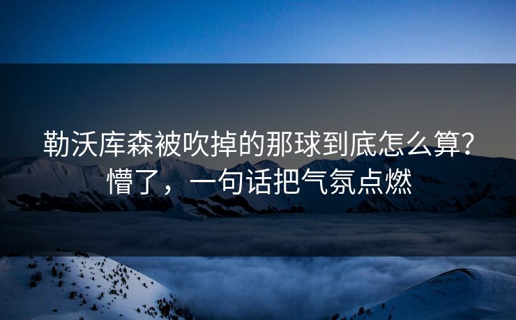 勒沃库森被吹掉的那球到底怎么算？懵了，一句话把气氛点燃