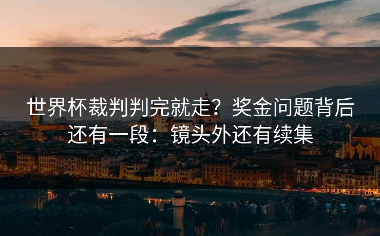 世界杯裁判判完就走？奖金问题背后还有一段：镜头外还有续集