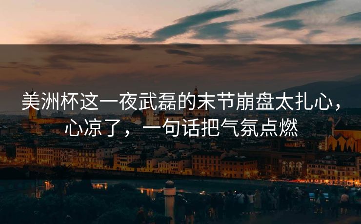 美洲杯这一夜武磊的末节崩盘太扎心，心凉了，一句话把气氛点燃