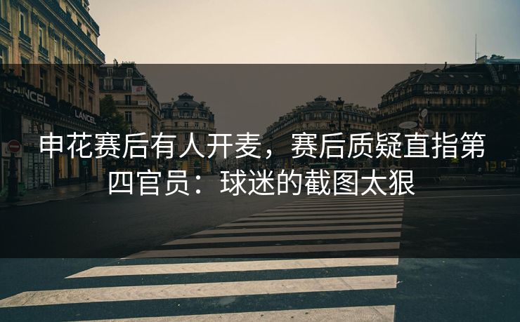 申花赛后有人开麦，赛后质疑直指第四官员：球迷的截图太狠