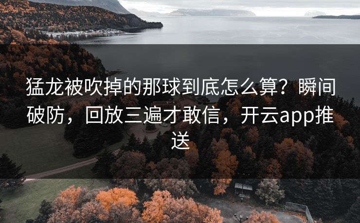 猛龙被吹掉的那球到底怎么算？瞬间破防，回放三遍才敢信，开云app推送